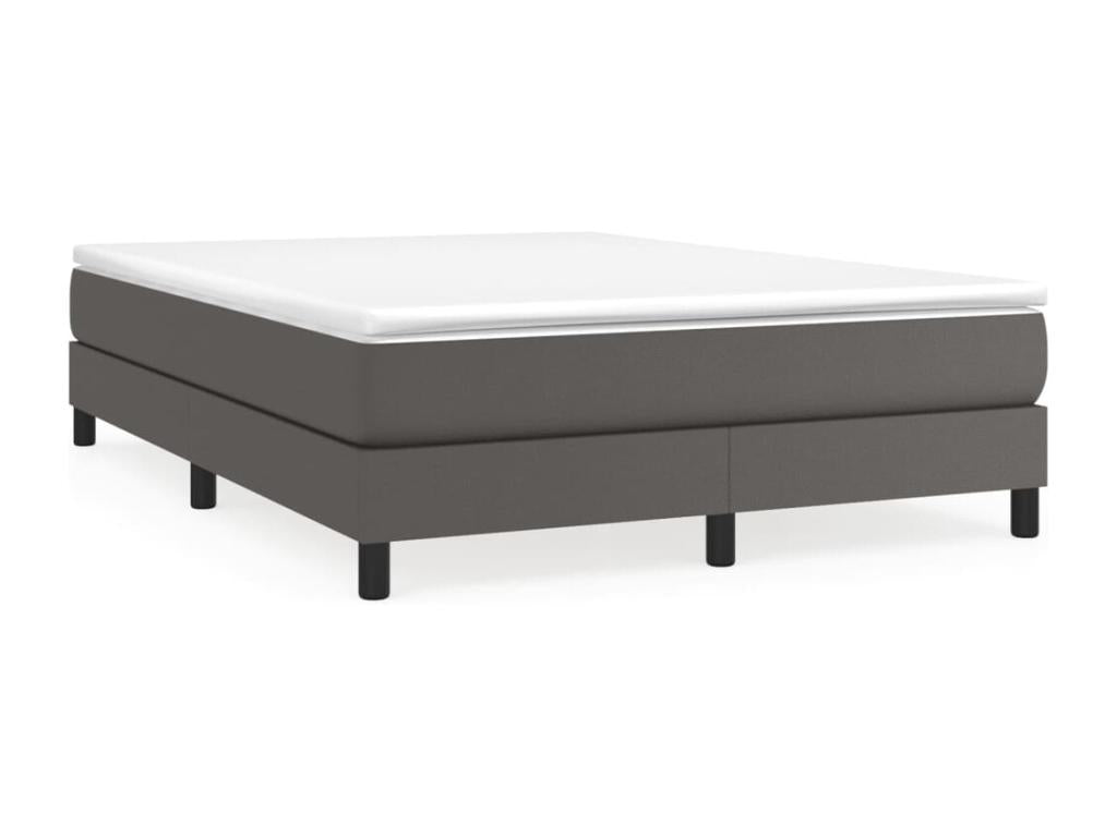 Upholstered bed base with mattress, Grey, 140x200 cm, Faux Leather, WTWG35896