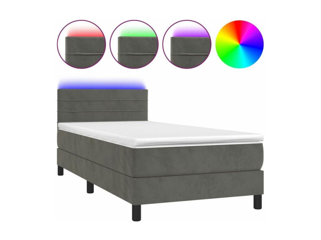Bed base with LED mattress, dark grey, 100x200, DEIK49103