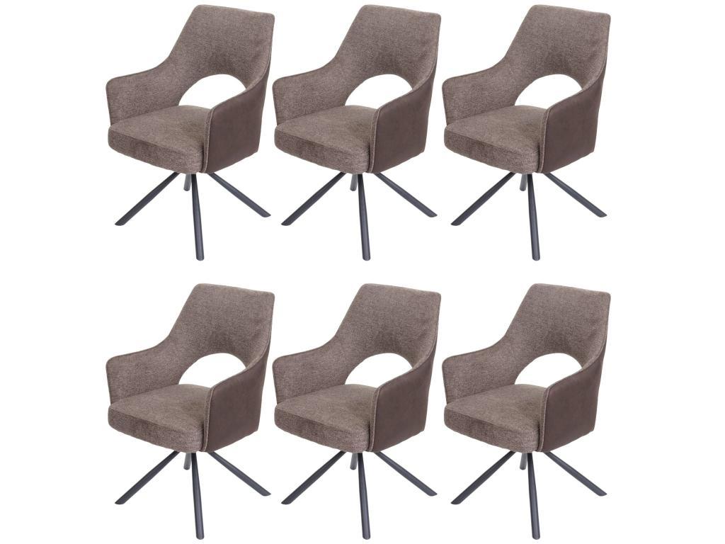 Set of 6 Lysvia-K30 dining chairs, swivel kitchen chairs, auto-positioning fabric/textile WZLZ10113