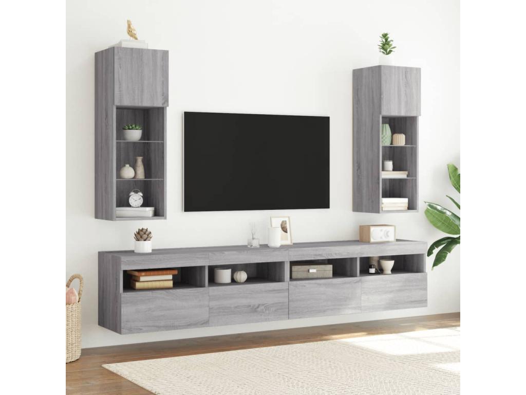 TV stand with LED lights, grey, 30.5x30x90 cm SIVV34508