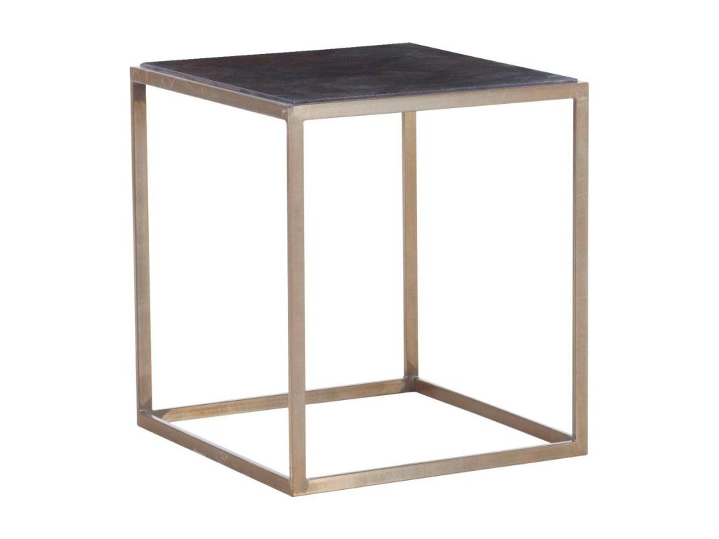 Lysvia - Antique Brass/Walnut Side Table JFWI50105