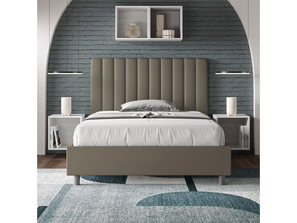 Elariva UOKP19446 Upholstered Bed without Slatted Base 140x190 Cappuccino Faux Leather