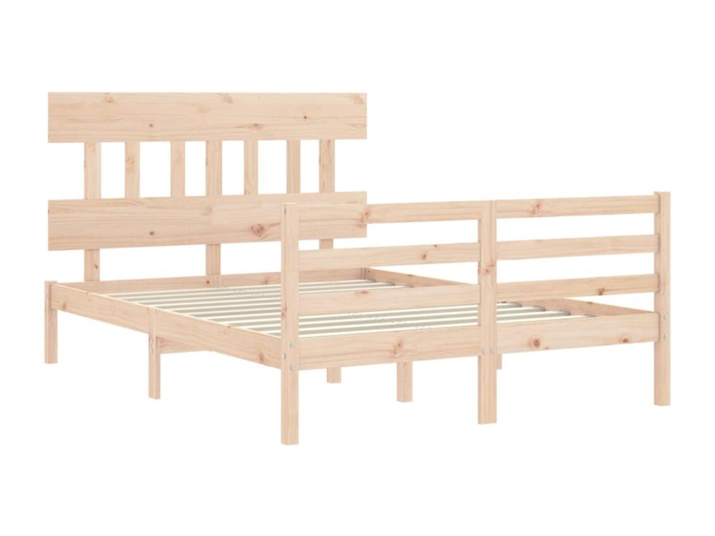 Bed frame with headboard 140x190 cm solid wood TSAW46568