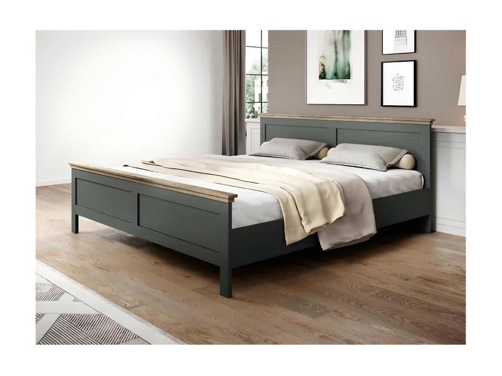 Adult bed 140x200 Elariva collection - Khaki green color and oak effect finish RAAJ22850