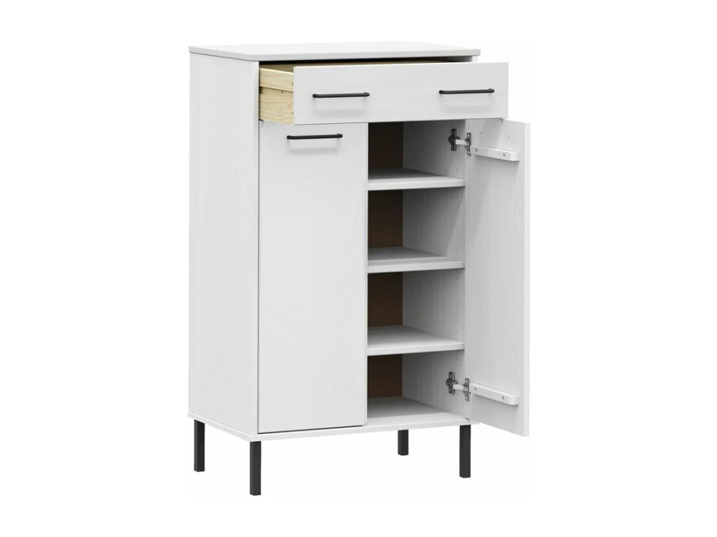 Shoe rack and metal legs, white, pine wood, Elariva BYDJ29660