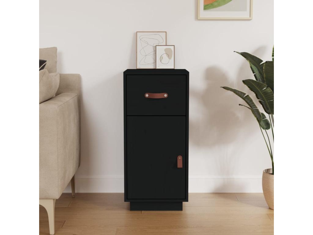 Black Buffet 34x40x75 cm Solid Pine Wood VTQA77878