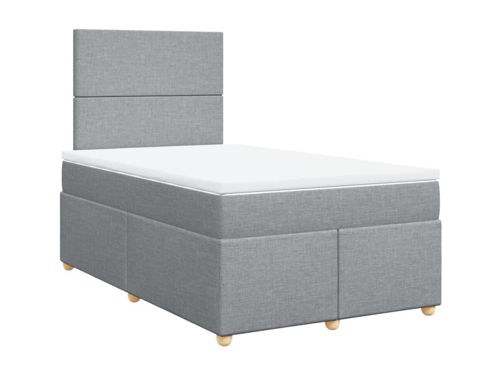 Bed base and light grey mattress 120x190 cm fabric FSJJ18752