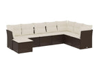 8-piece garden furniture set with brown resin wicker cushions BVMS32719