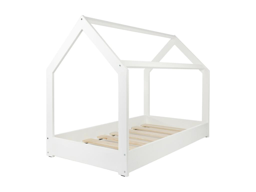 Children's 2-in-1 House Bed/Playhouse in Natural Wood 160x80 cm - White JAJK37634