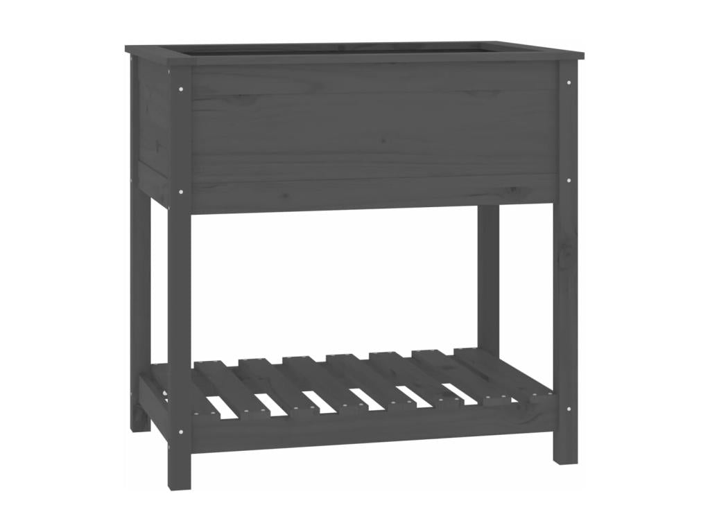 Planter with shelf, Grey, 82.5x54x81 cm, Solid pine wood, RRJI10052