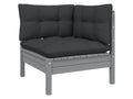 10-piece garden furniture set with cushions, grey pine wood, 3 CXRI68691