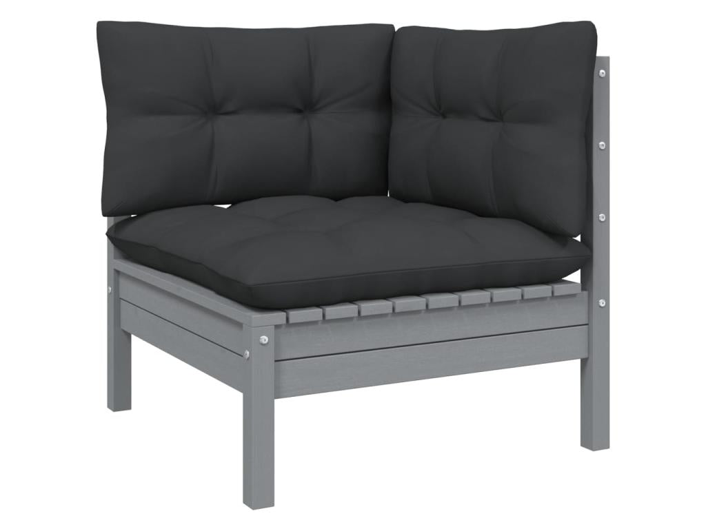 10-piece garden furniture set with cushions, grey pine wood, 3 CXRI68691