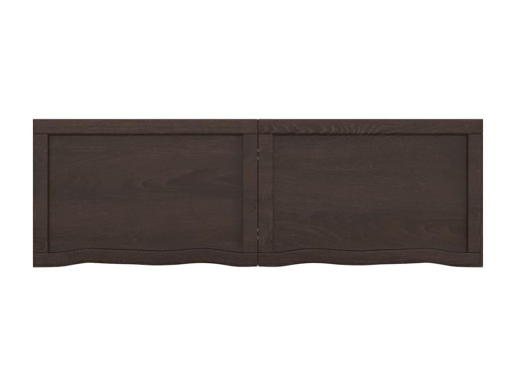 Dark brown wall shelf, solid treated oak wood AQGQ96436