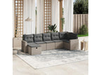 7-piece garden furniture set with cushions, grey woven resin YNMY56617