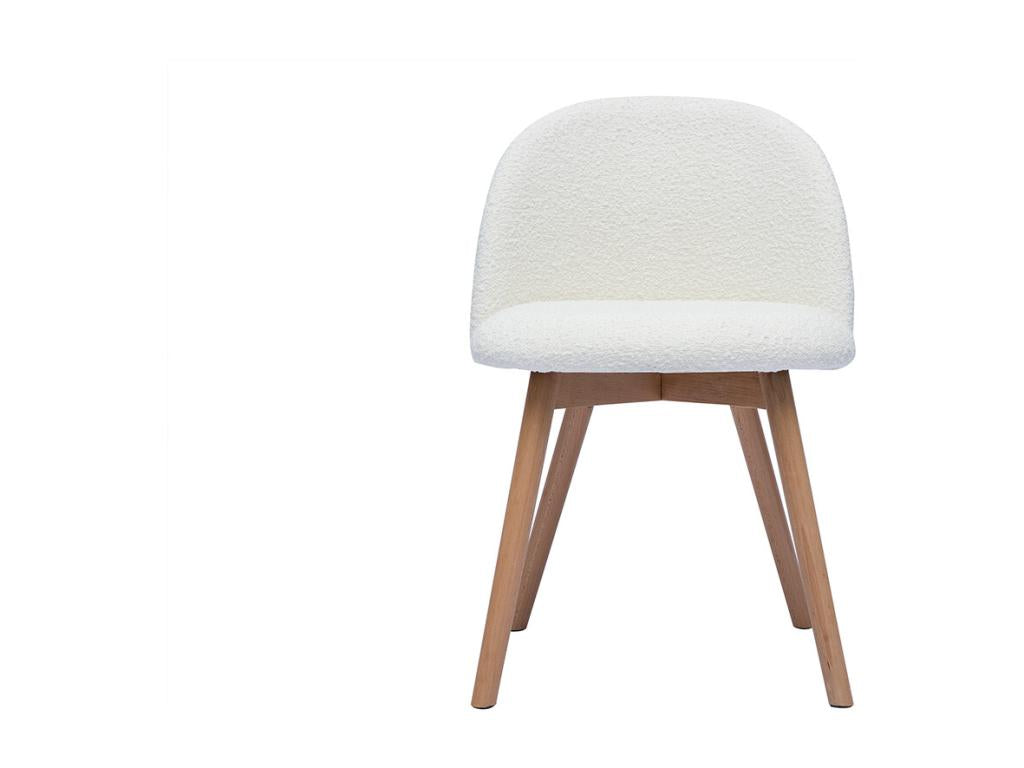 Set of 2 Scandinavian chairs in white bouclé wool-effect fabric and solid light wood, Lysvia NTJO68410
