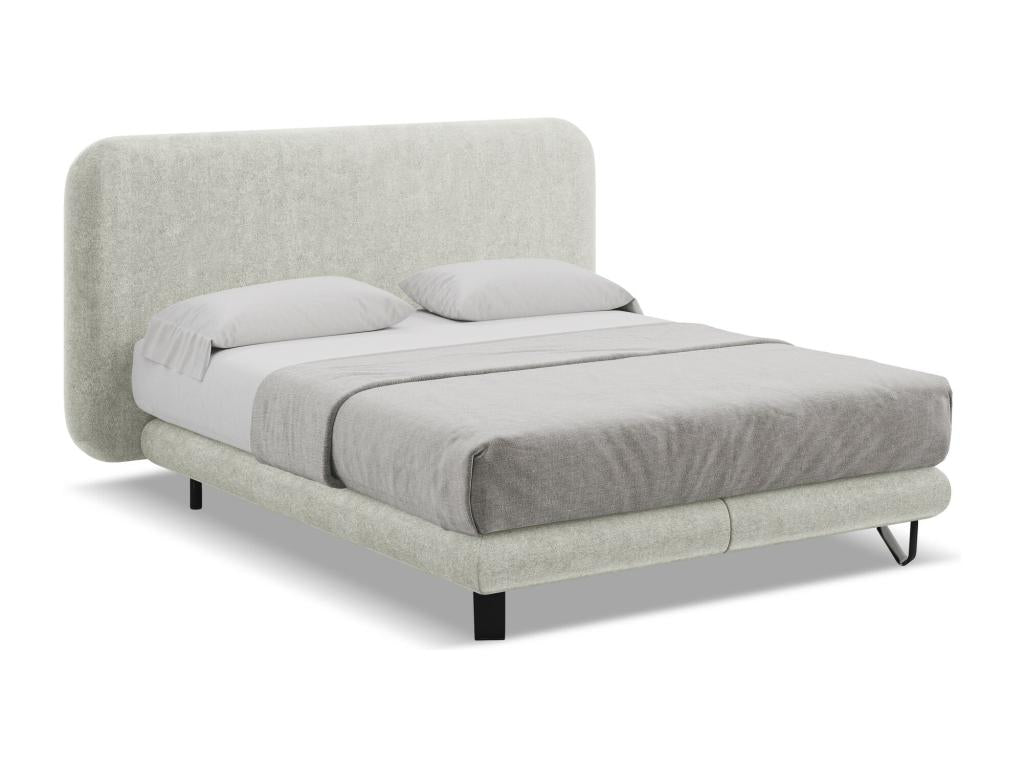 Upholstered bed with 160x200cm looped fabric mattress - beige - Lysvia VLDH39858