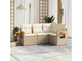 Garden furniture set with cushions, 4 pieces, beige woven resin VSTS12785