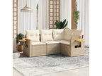 Garden furniture set with cushions, 4 pieces, beige woven resin VSTS12785