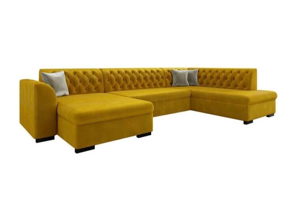 Corner sofa 269 Yellow Sleeping function Bed box 345x205x82cm RASA63828