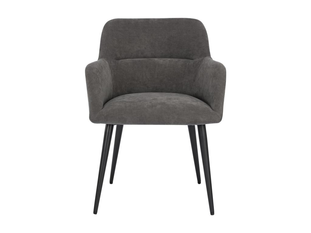 Set of 2 chairs with armrests in fabric and black metal - Grey - Elariva PWSL24684