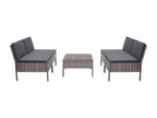 5-piece garden furniture set with cushions, grey woven resin, UTZK02459