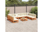 10-piece garden furniture set with cushions, brown wax finish, solid pine wood SQTS21982