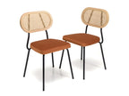 Lysvia - Set of 2 black metal chairs with amber velvet seats and rattan backrests YWQP61684