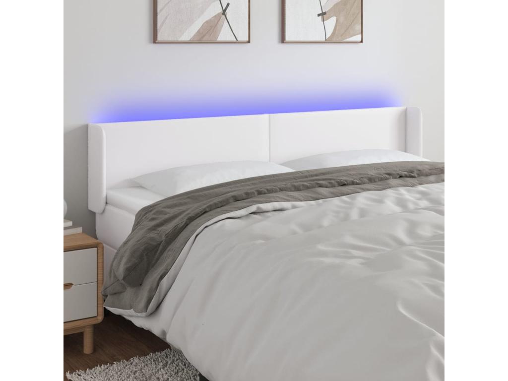 White LED Headboard 183x16x78/88 cm Faux Leather EDHU11458