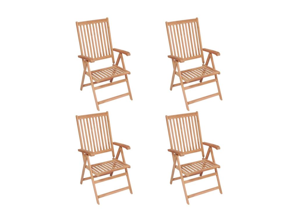4-Piece Reclining Garden Chairs, Solid Teak Wood, GRSW83631