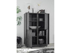 Lysvia 4-door display cabinet in black marble finish, 92x145x43 cm, MAZR79445