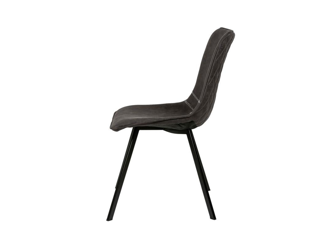 Elariva WQYV61288 chair in dark grey faux leather fabric with black metal legs