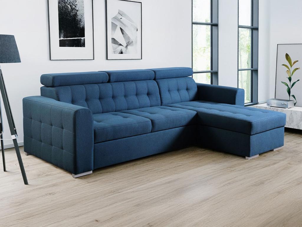 Lysvia 123 Corner Sofa, Blue, Sleeping Function, Bed Box, 265x175x87cm, HBMR87752