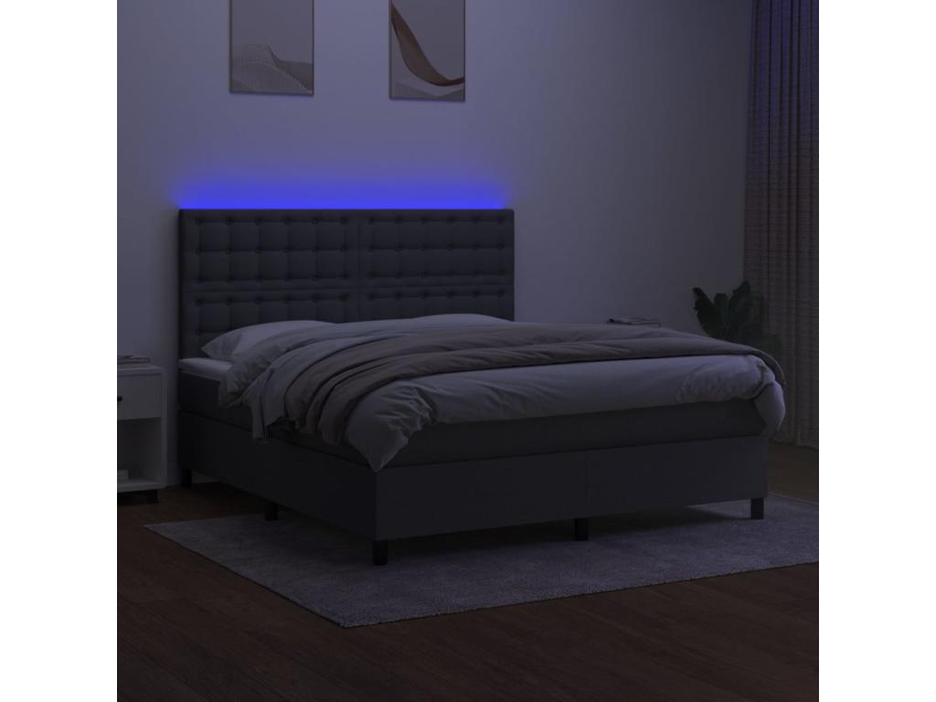 Lysvia bed base and mattress with LED lighting, Dark Grey, 180x200 cm KVKD31316