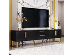 High-gloss black TV stand with engraved pattern, gold handles and legs, 170x40x53cm, BLACK HNVZ67025