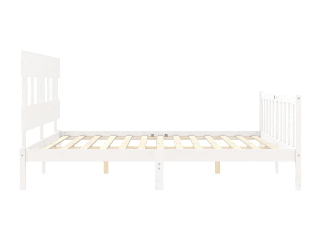 Bed frame with white headboard 200x200 solid wood OYGD79540
