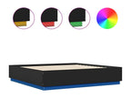 Bed frame with LED lighting, mattress not included, black, 200x200 cm, KLNQ71188