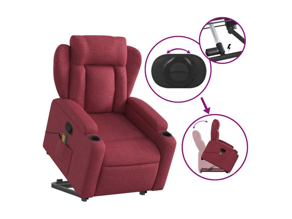 Reclining massage chair, burgundy red fabric QYQL98883