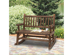 2-seater garden rocking bench, rustic style, log-effect backrest and armrests, carbonized treated fir seat BVAF23141
