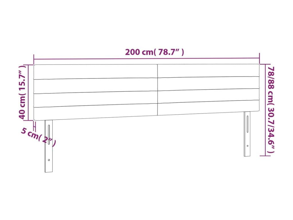 LED Headboard, Dark Brown, 200x5x78/88 cm, Fabric VTWQ73644