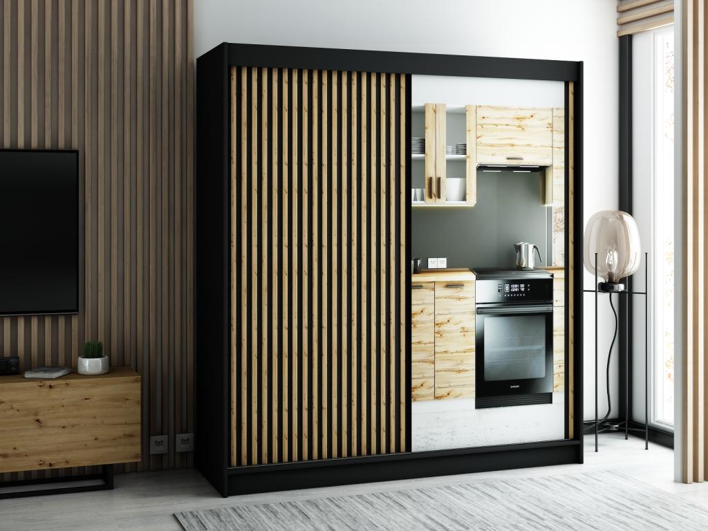 2-DOOR SLIDING WARDROBE 200/200/62 2 Doors Black/Black/Elariva GEVV93639