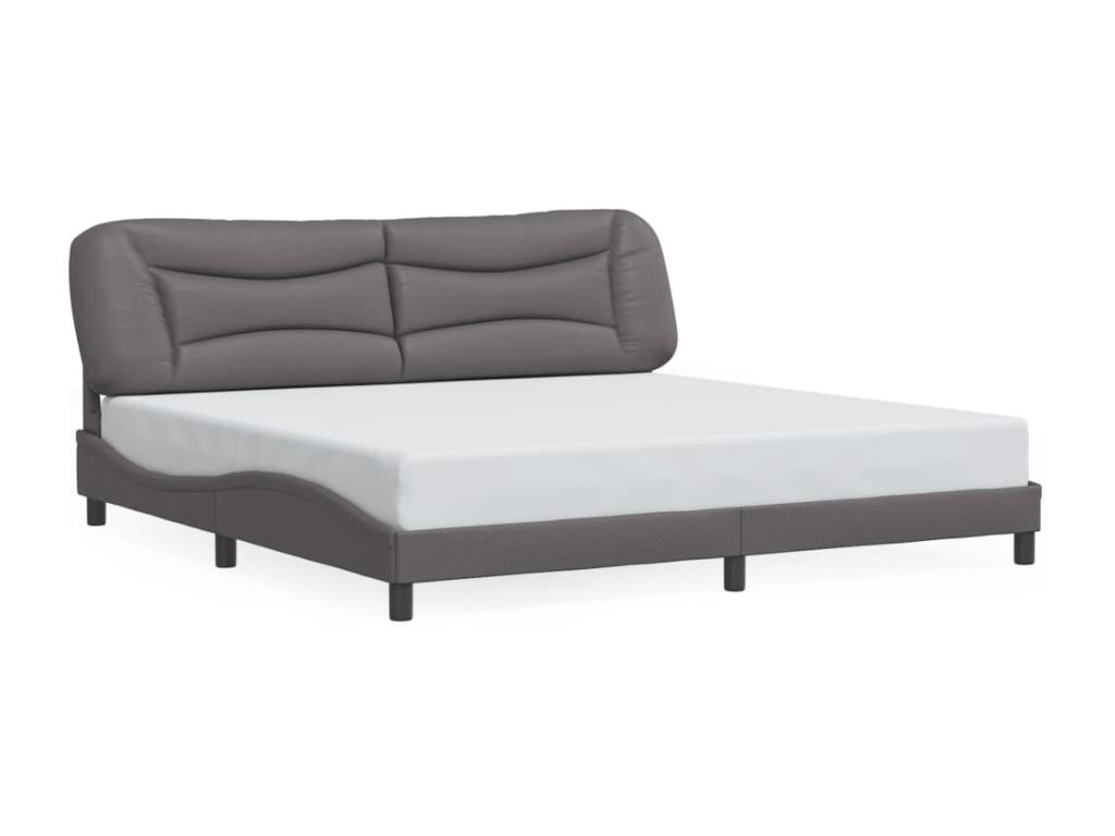 Bed frame with LED lighting, mattress not included, grey, 200x200 cm, MLIZ47366