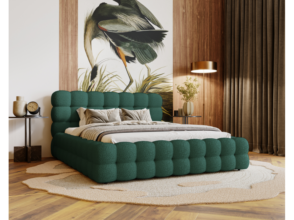 Lysvia Bed Lysviaé Parlas Bis - Double Bed 200x200 with Lysvia Storage Base - Bouclé Fabric Green Anthology 13 HHWR75452