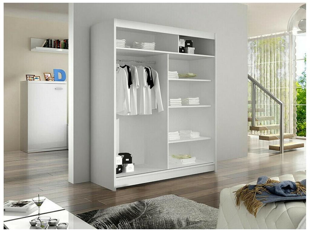 Lysvia 149 Black Wardrobe 200x120x58cm Sliding Wardrobe Doors VUYY15499