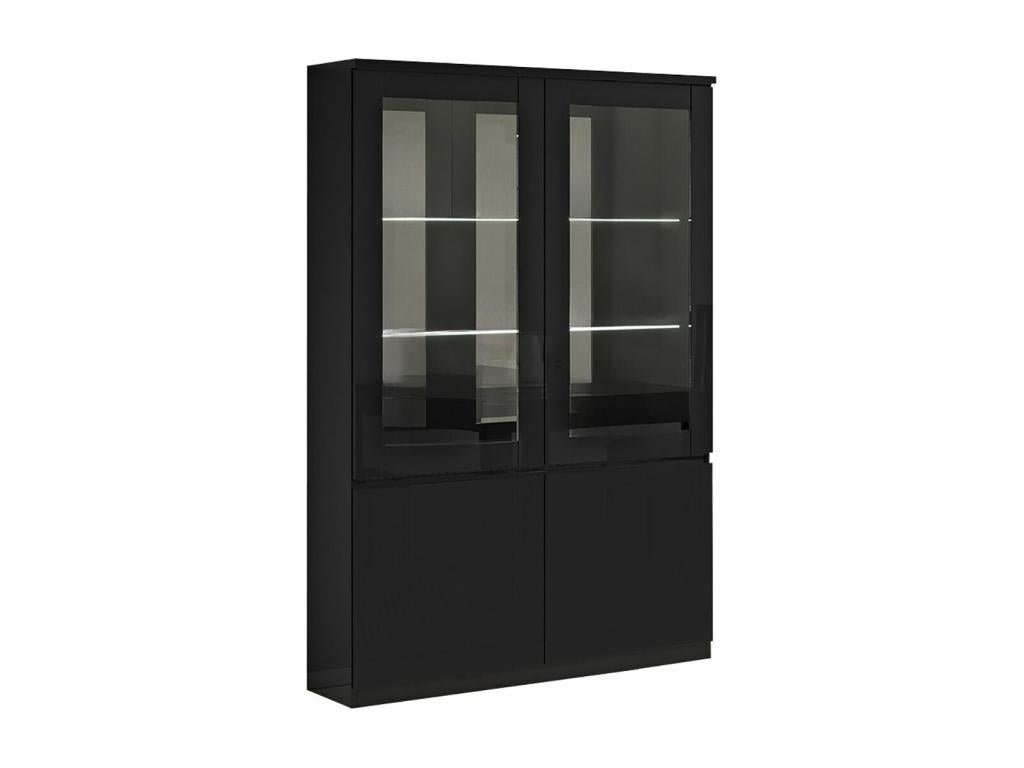 Dormeva - 4-Door Gloss Black Lacquered Display Cabinet with LEDs VJPV19360