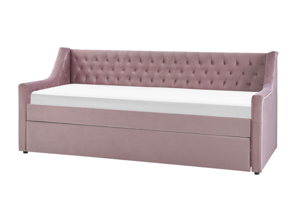 Velvet Trundle Bed 90x200 cm Pink LISS72166
