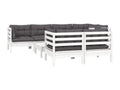 8-piece garden furniture set with cushions, white, solid pine wood GKZX77115