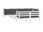 8-piece garden furniture set with cushions, white, solid pine wood GKZX77115