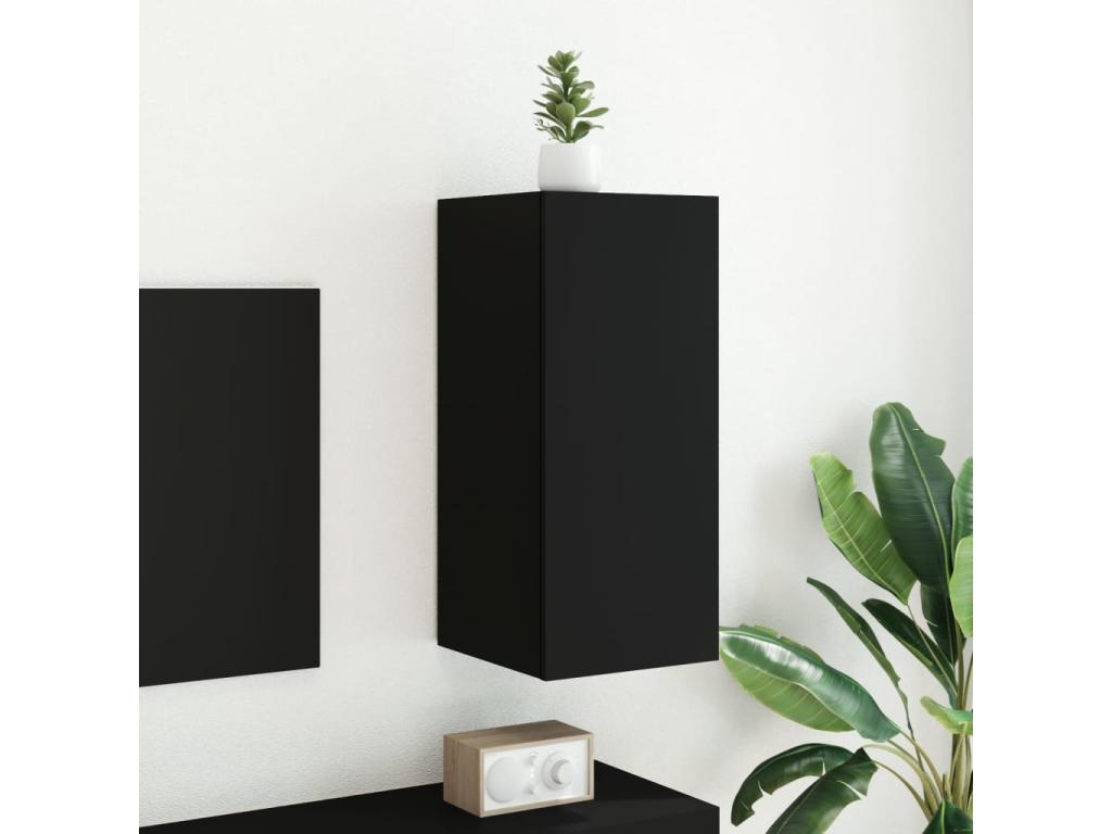 Wall-mounted TV unit with black LED lighting, 30.5x35x70 cm, ZTCA15151