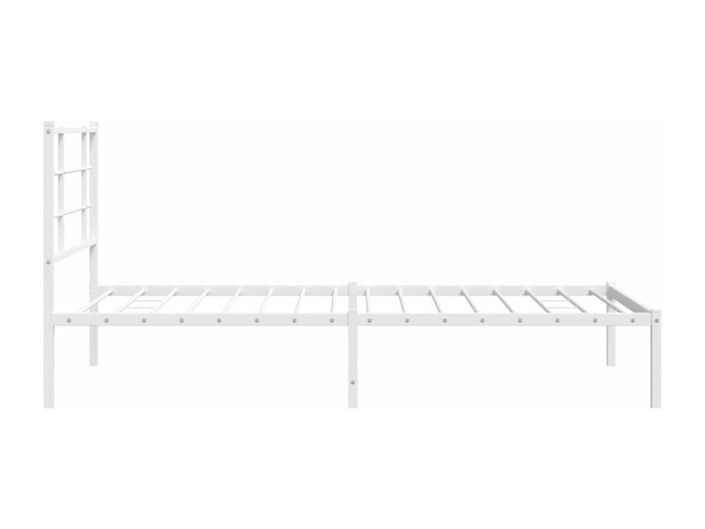 Metal bed frame without mattress and white headboard 100x190 cm UPRB89930