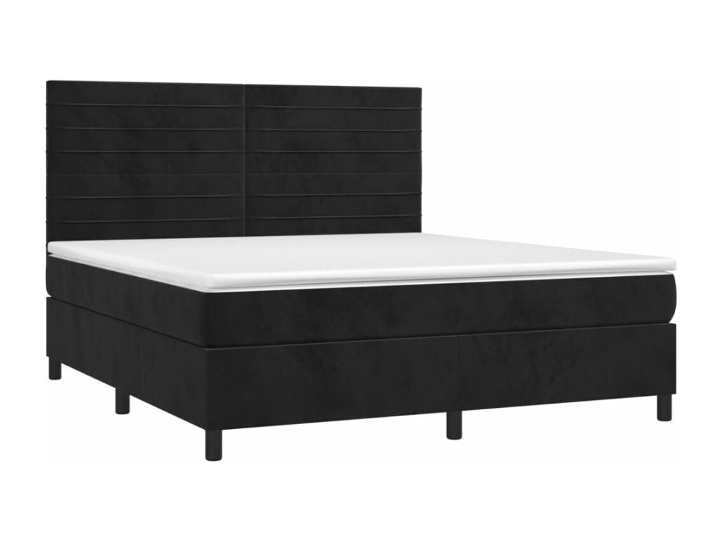 Lysvia bed base with LED mattress, black, 180x200cm, velvet, KMQV90209